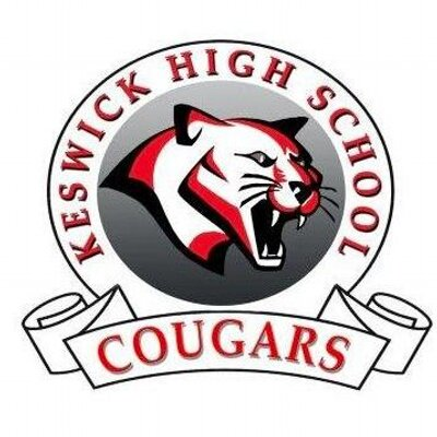 Keswick High School in black, red and white showing a cougar